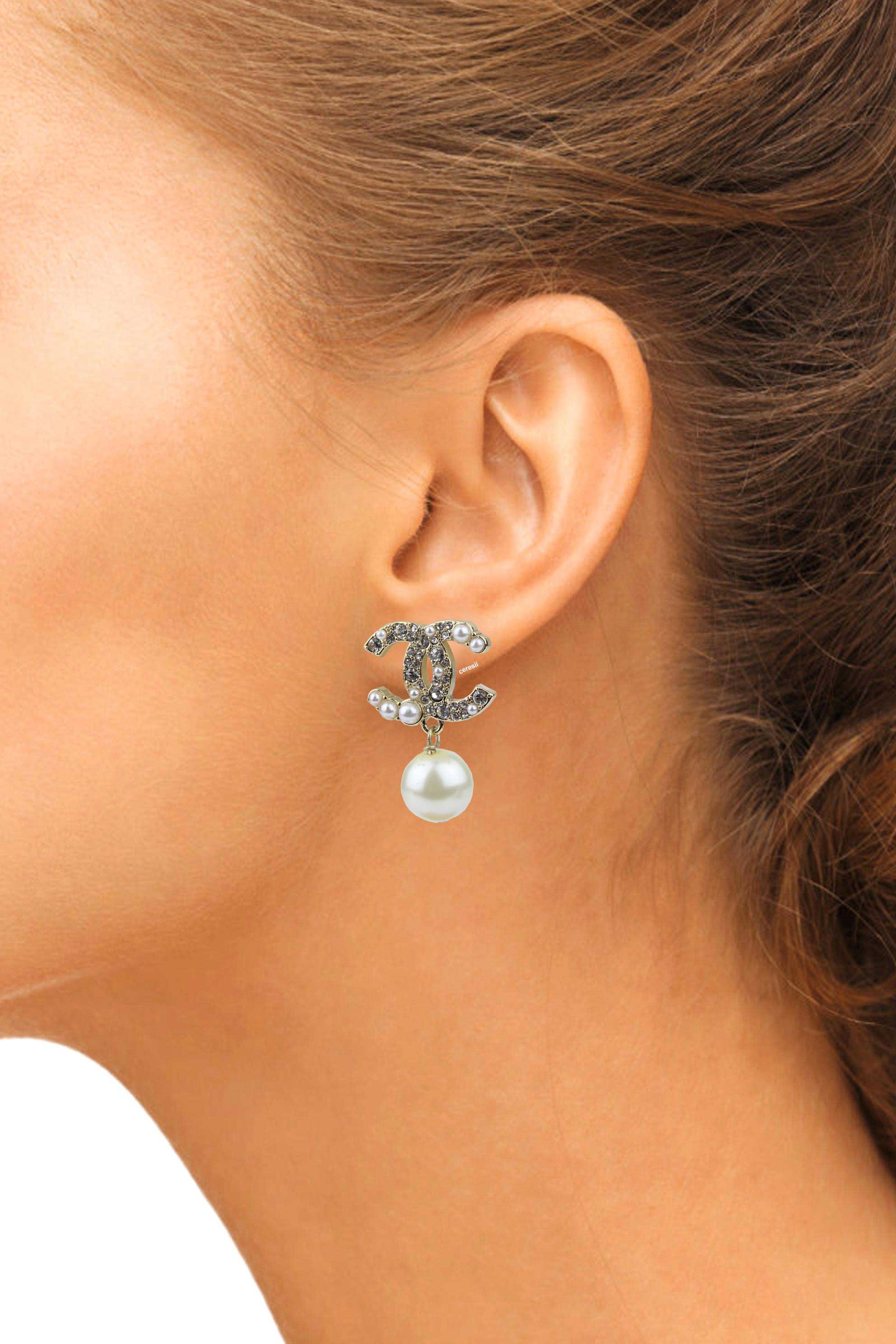 aretes chanel con perla