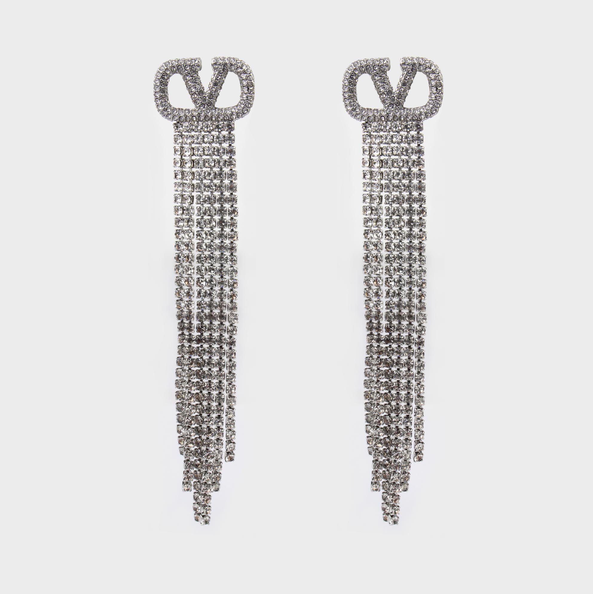 Valentino Garavani aretes con logo de strass
