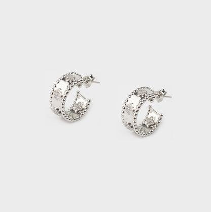 Aretes de aro Perlée Clovers Van Cleef