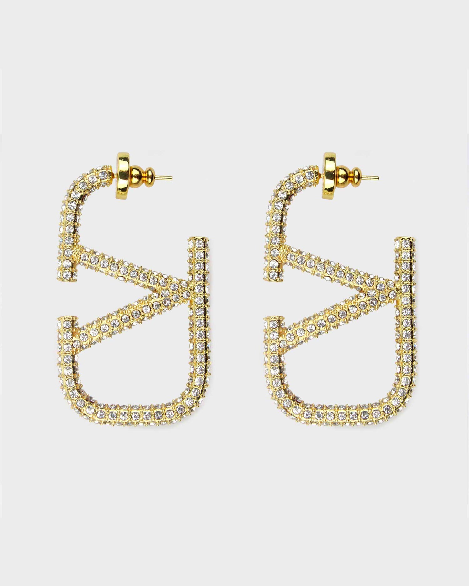 Valentino Garavani aretes con logo de strass